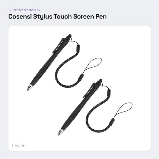 Penna Stylus Alta Risoluzione - Penna per Touchscreen - Sensibile al Tocco - Adatta per Telefono/Tavola - Scrittura/Disegno - Uso Liscio - Penna Digitale