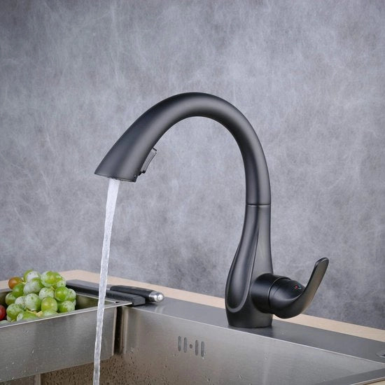 Spouta acqua con estensore - 360° di rotazione - nero - ottone
