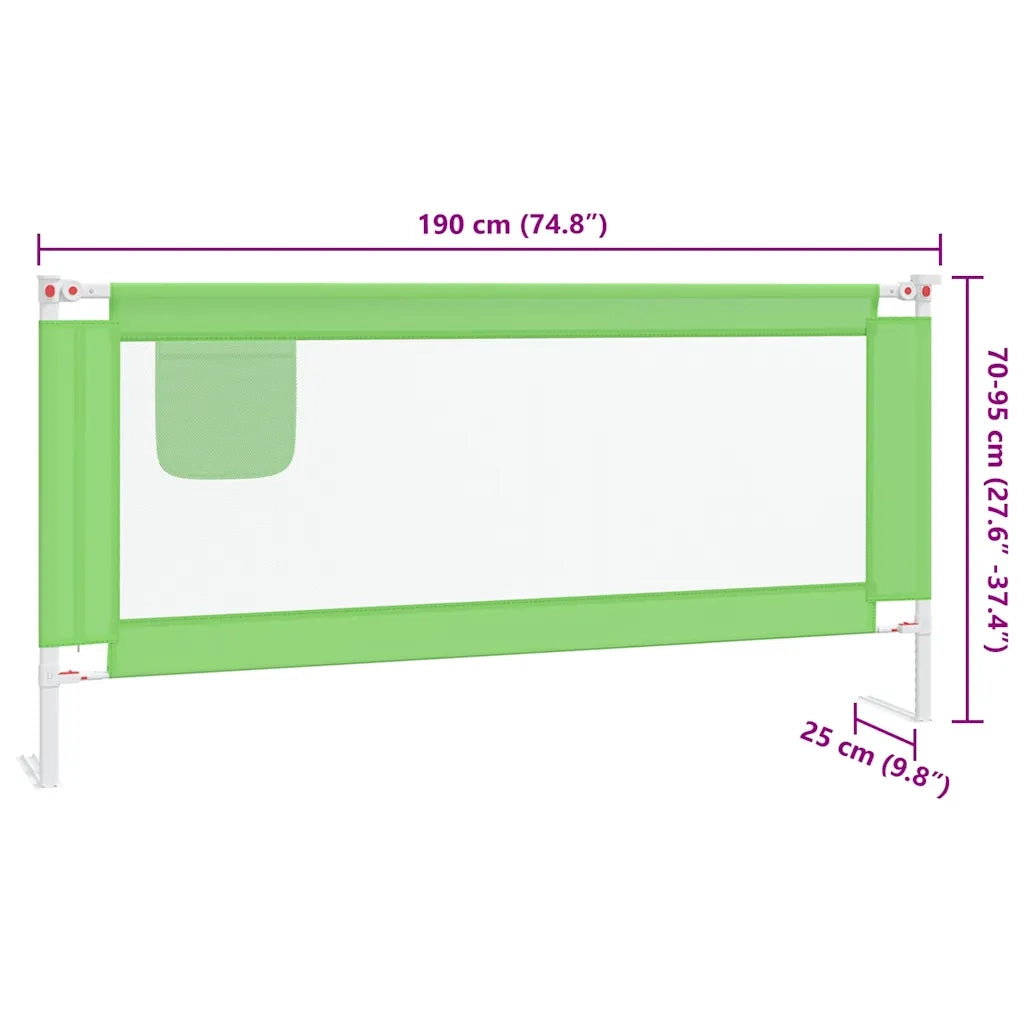 Sponda Letto di Sicurezza per Bambini Verde 190x25cm in Tessuto CFW9410000