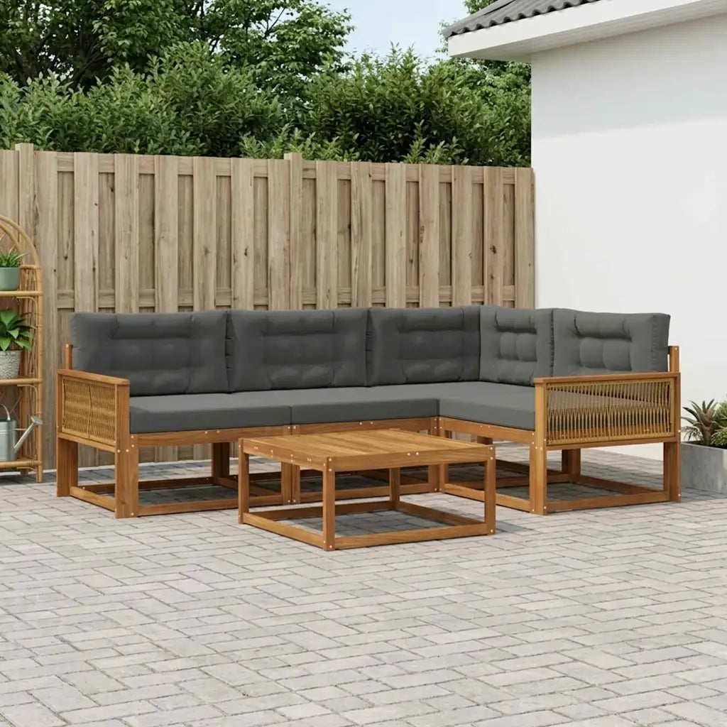Set di divani da esterno con cuscino 5 pcs Naturale e Antracite