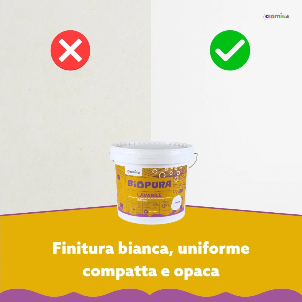 Superpittura lavabile traspirante interni alta copertura linea biopura cromika *** formato 10 lt, confezione 1
