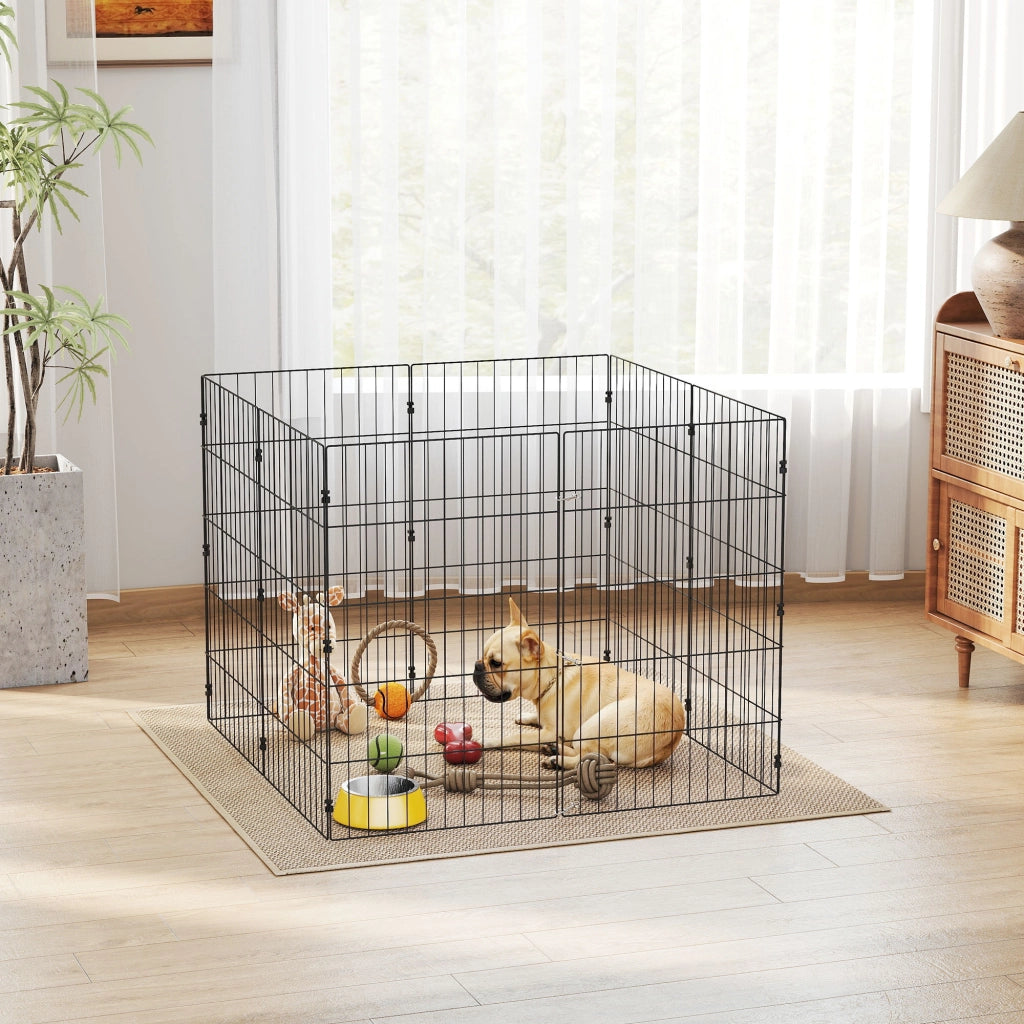 Recinto per Cani Recinto Espandibile Pieghevole in Metallo 50x80 cm Nero