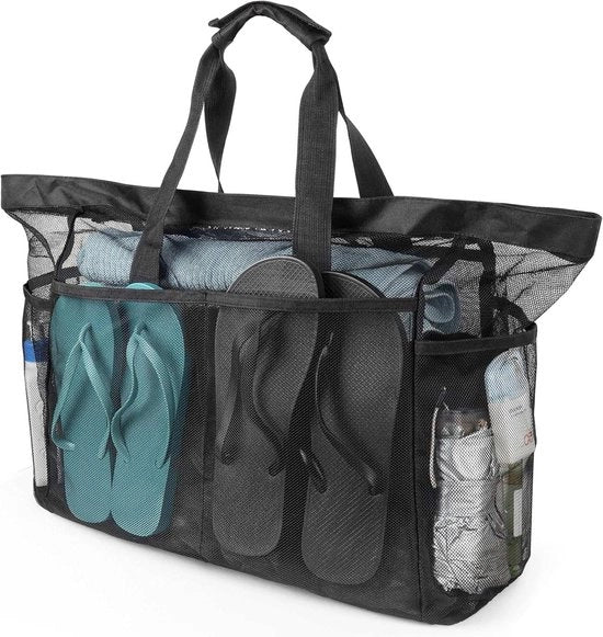 Borsa shopper XXL per donna con chiusura a cerniera - Borsa impermeabile pieghevole per acquisti, viaggi e spiaggia
