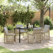 Set da Pranzo per Giardino 5 pcs Beige polyrattan 3380642