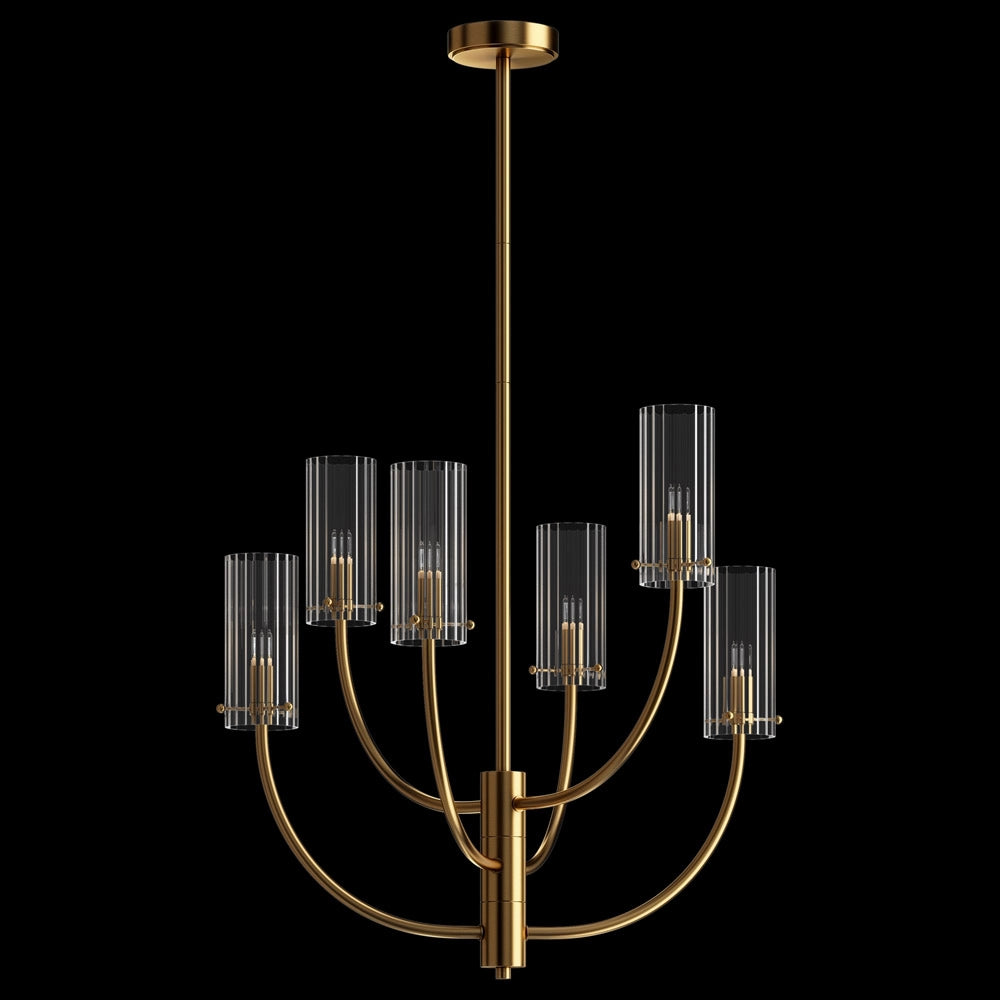 Maytoni lampadario contemporaneo Arco 6 luci G9 ottone metallo vetro