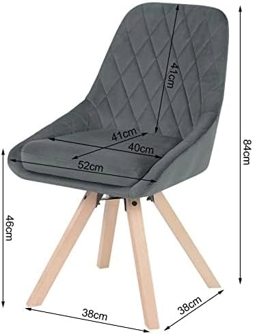 Set 8 Sedie per Sala da Pranzo Girevoli, Sedie da Cucina con Gambe in Faggio, Sedie in Velluto, Seduta Imbottita, per Camera da Letto, Soggiorno, Grigio Scuro, BH359dgr-8