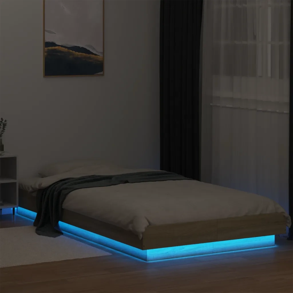 Giroletto Luci LED Rovere Sonoma 90x190 cm in Legno Multistrato