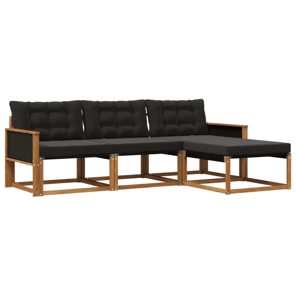 Set di divani da esterno 4 pz Naturale e Nero 3381336