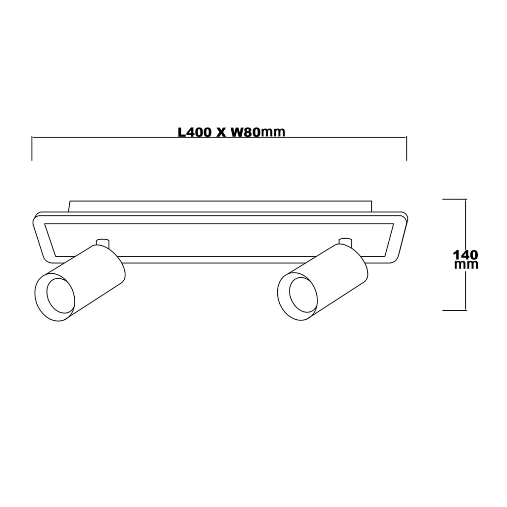 Plafoniera nera 40cm 2 spot orientabili GU10/LED CCT Parma