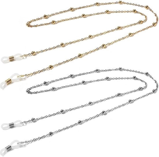 Bracciali occhiali dorate e argentati per donne - catenine per occhiali - lanyards per maschera - catenine per occhiali da sole - 2 pezzi.