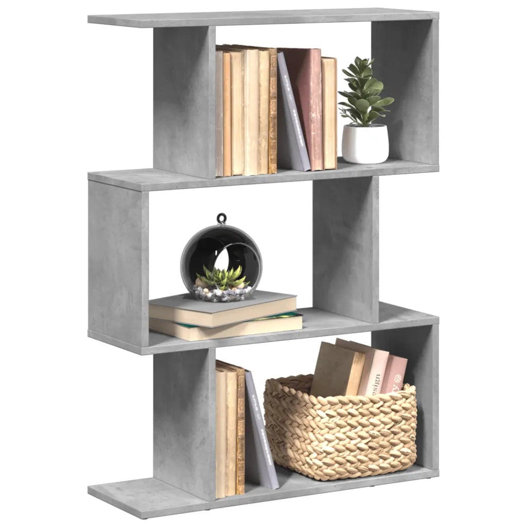 Libreria Divisorio 3Piani Grigio Cemento 70x24x97 cm Truciolato 858114