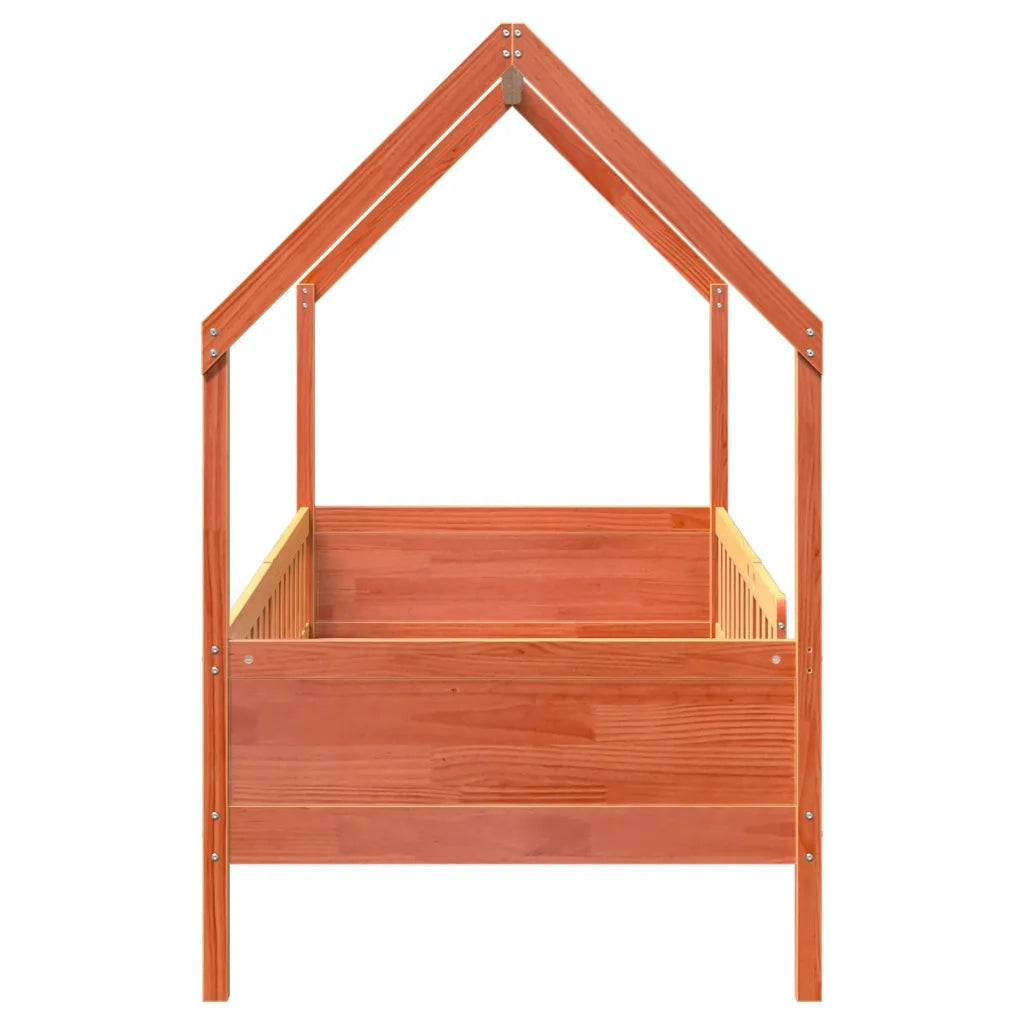 Giroletto Casetta Bambini Marrone Cera 80x200 cm Massello Pino