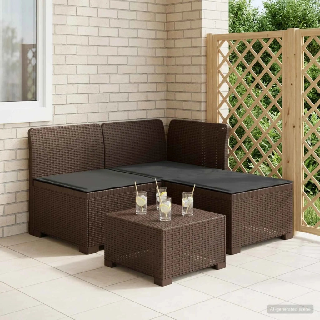 Divano da esterno-Divano da Giardino 3 posti con cuscini in look rattan PP 738133