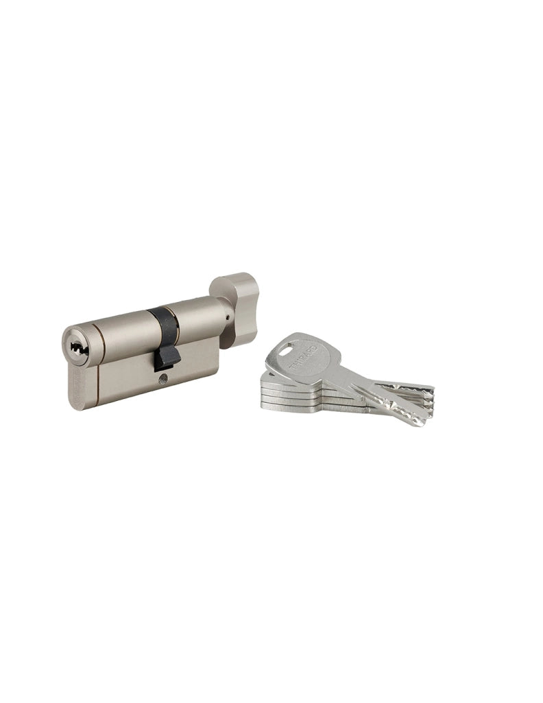 Cilindro europeo Transit 1 con pomolo 30 x 40 mm, nichelato, funzione emergenza, 5 chiavi – THIRARD