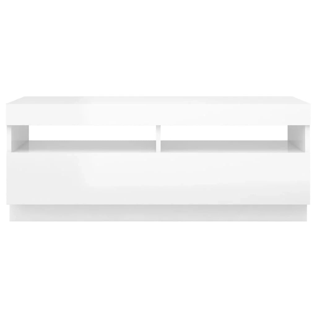Mobile TV multimediale mensola TV credenza mobile TV per sala da pranzo soggiorno camera da letto con luci LED finitura lucida 100 x 35 x 40 cm bianco 02_0026630