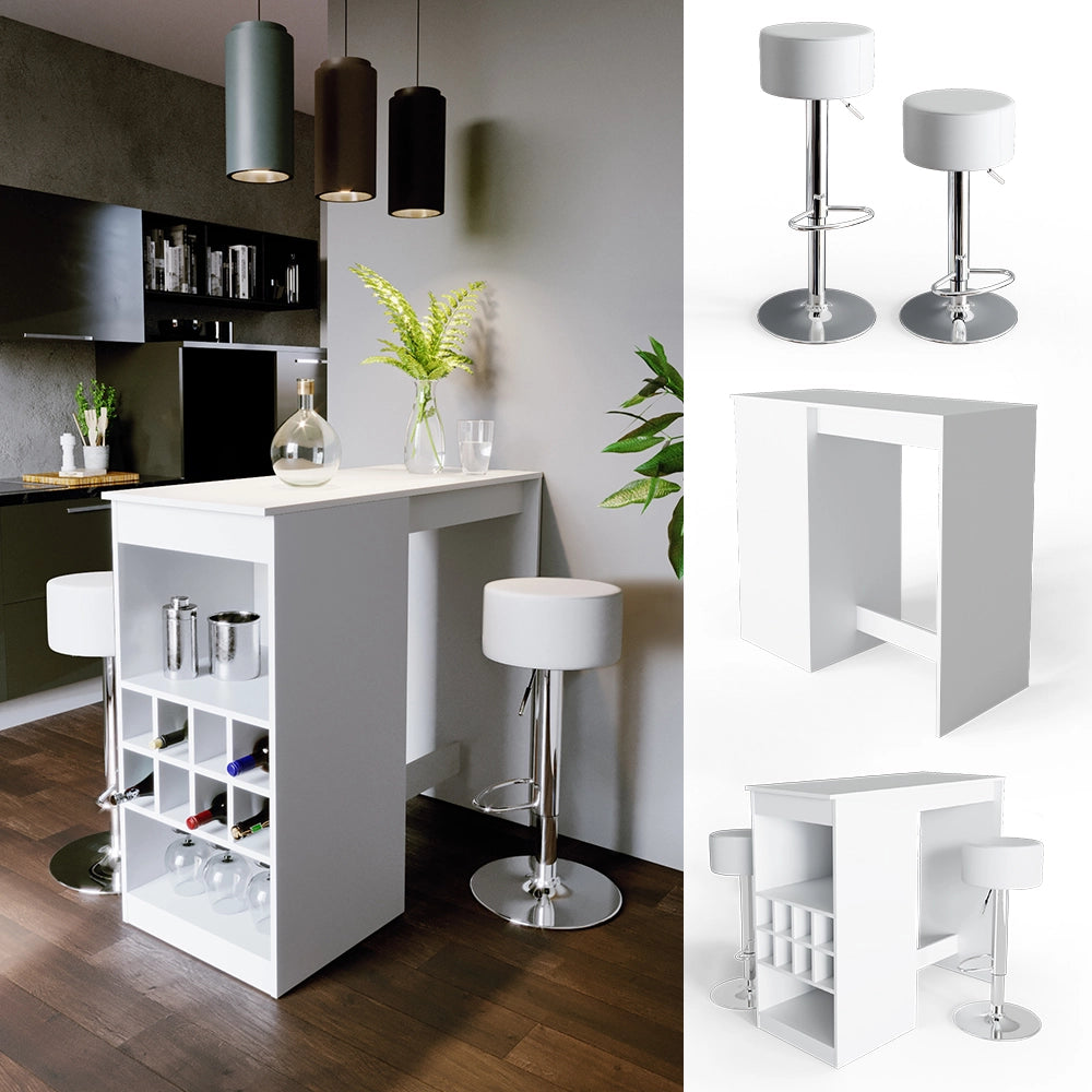 Vicco Tavolo bar con sgabelli Bianco 115 x 50 cm con 2 sgabelli da bar