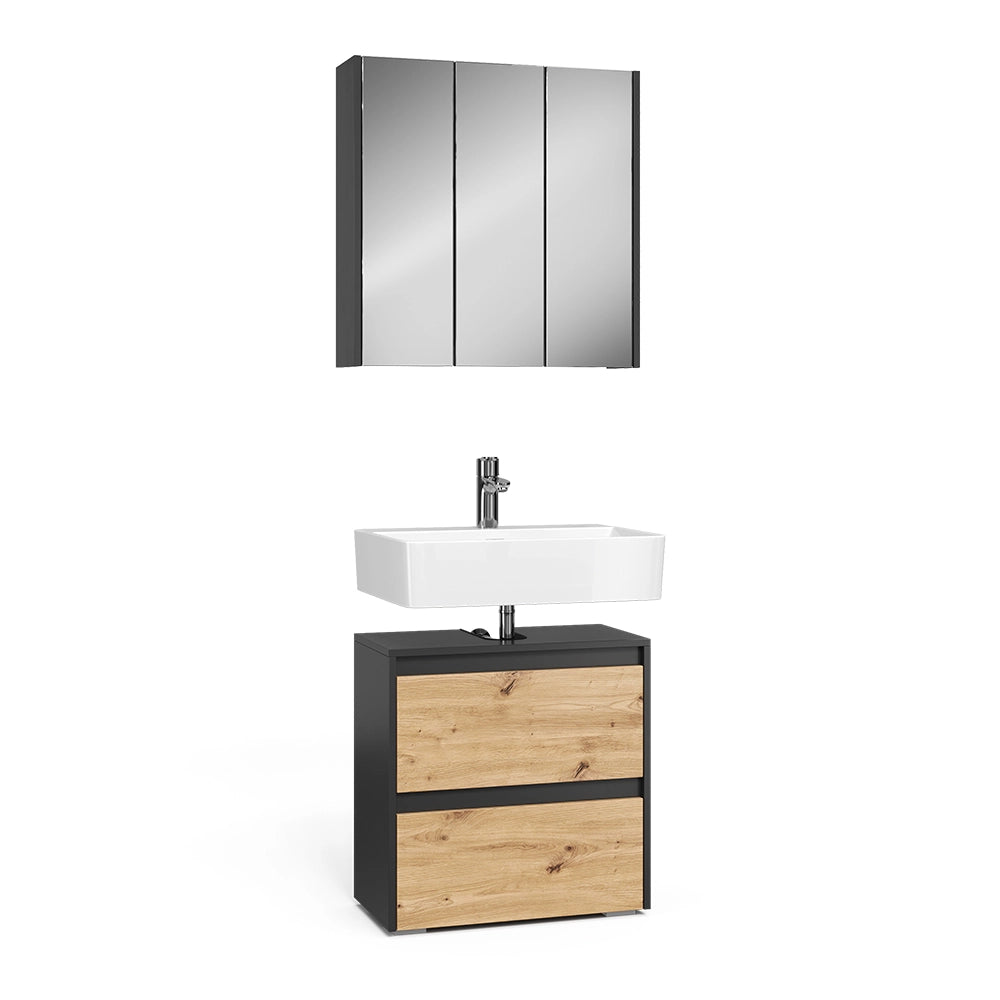 Vicco Set di mobili da bagno Antracite/Artisan 2 parti