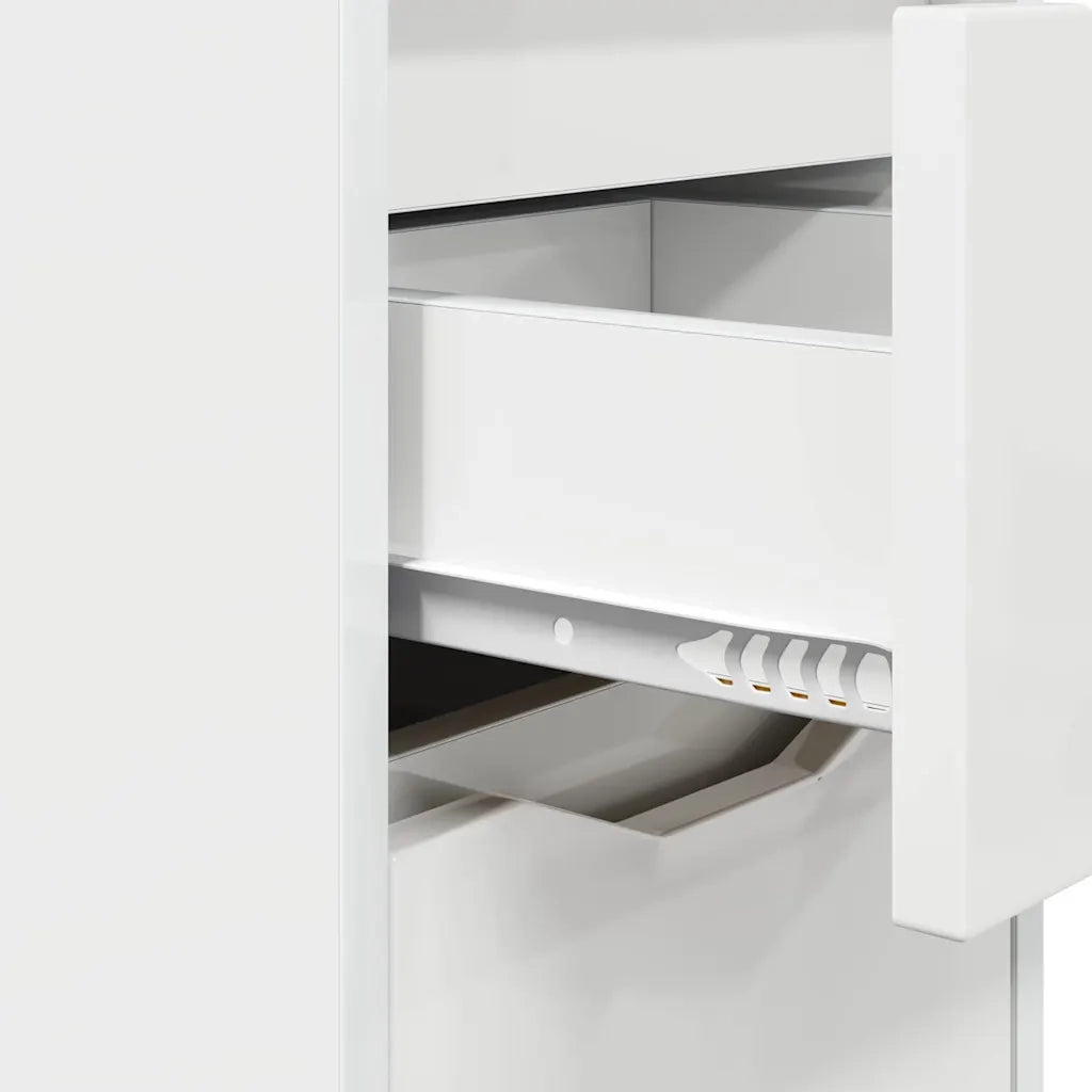Comodino | Armadio da Notte | Mobiletto da notte Bianco Lucido 30,5 x 30 x 43 cm Legno multistrato