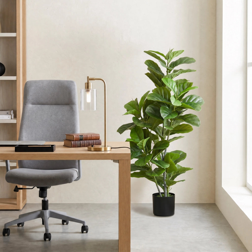 Planta Artificiale Ficus ¨C zephmum ¨C Verde 110 cm con Maceta e Musgo