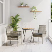 Set Bistro da Giardino a 3 Pezzi con Cuscini Grigio in Rattan Sintetico