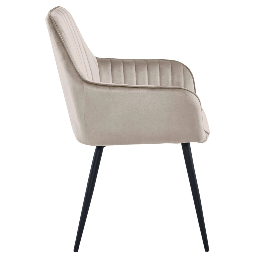 Sedia di design Solden in velluto beige scuro con gambe nere