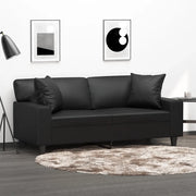 Divano a 2 Posti con Cuscini-Sofa 2 Posti con Cuscini Nero 140 cm in Similpelle 540025