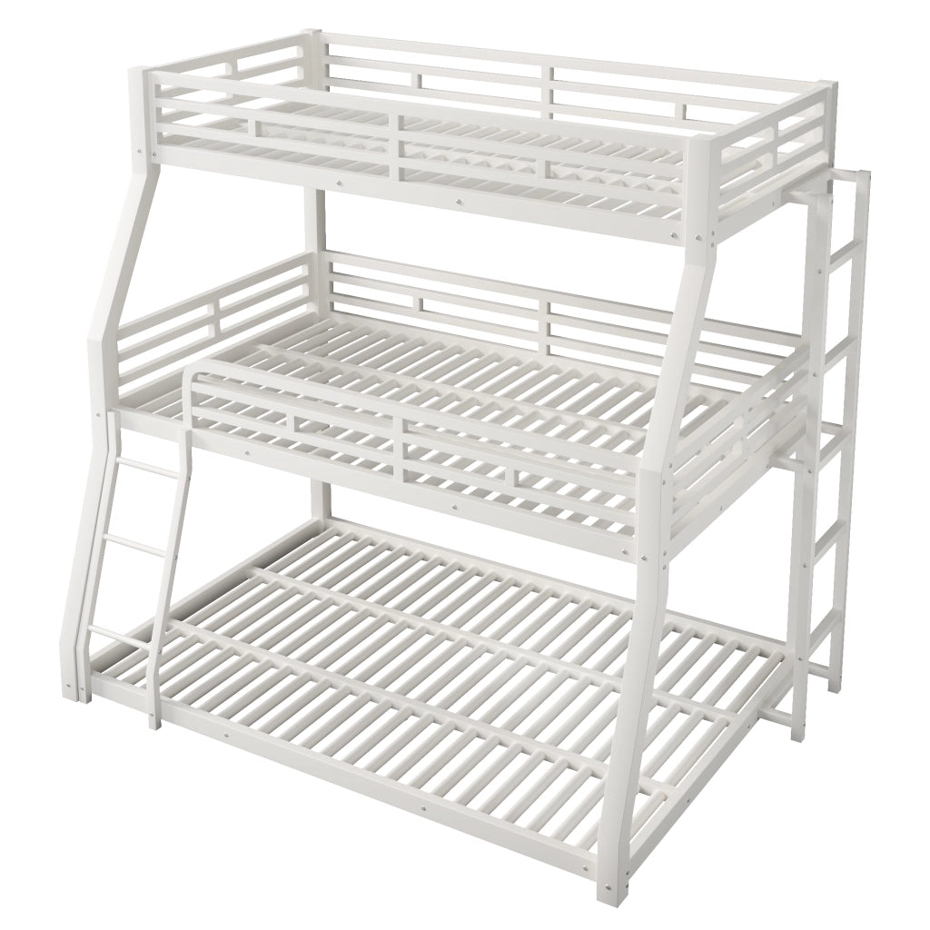 Letto a castello 90×200 cm e 120×200 cm e 140×200 cm con scala e sponde; senza materasso; metallo; bianco