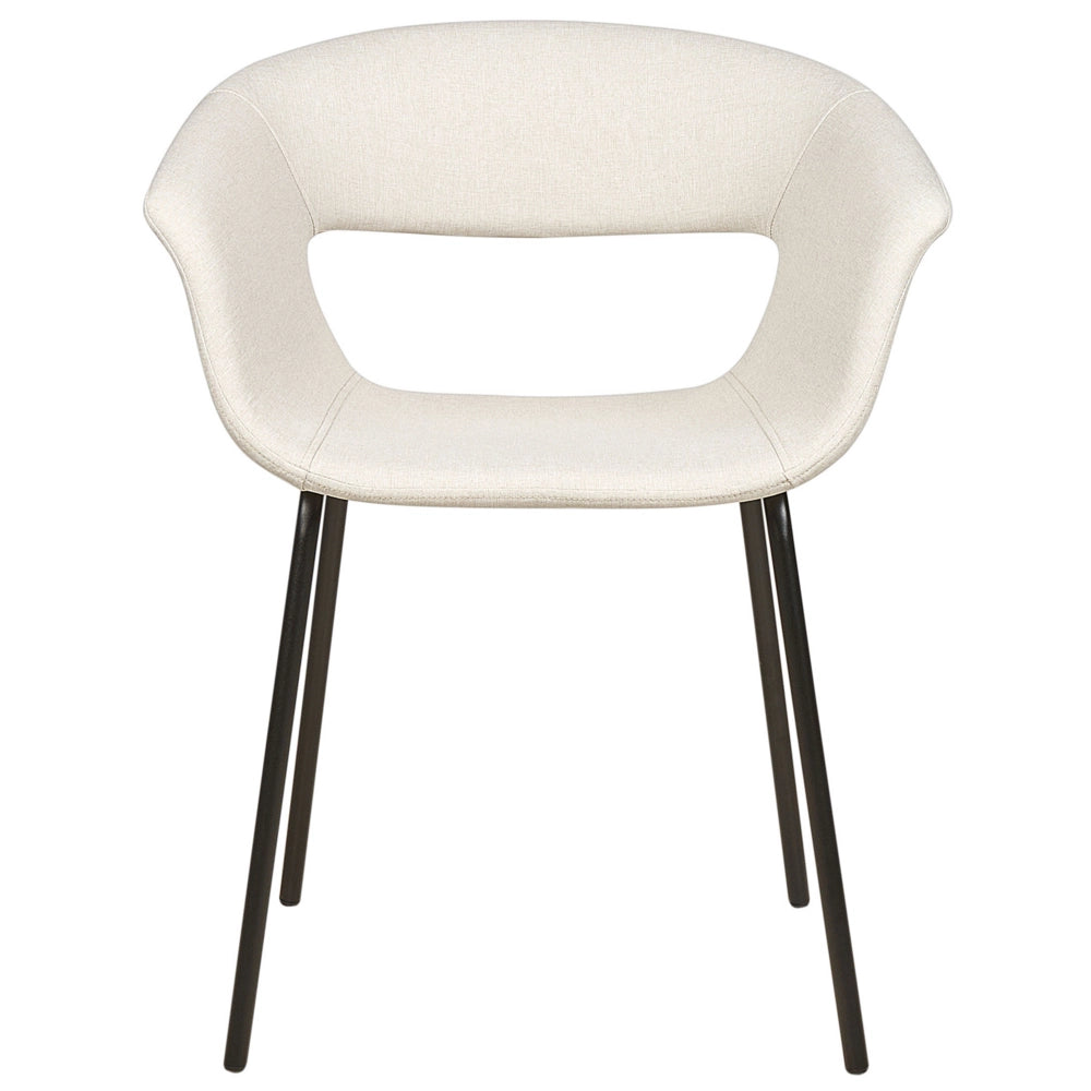 Set di 2 sedie da pranzo Sedute in poliestere beige Gambe in metallo per sala da pranzo cucina