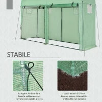 Serra Tunnel da Giardino per Piante e Orto, Serra da Balcone con 2 Porte Avvolgibili e 4 Finestre, Copertura in PE Struttura in Acciaio, 3x1x2m