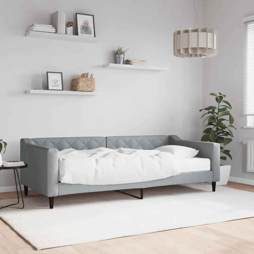 Divano Letto con Materasso Grigio Chiaro 90x200 cm in Tessuto 3197408