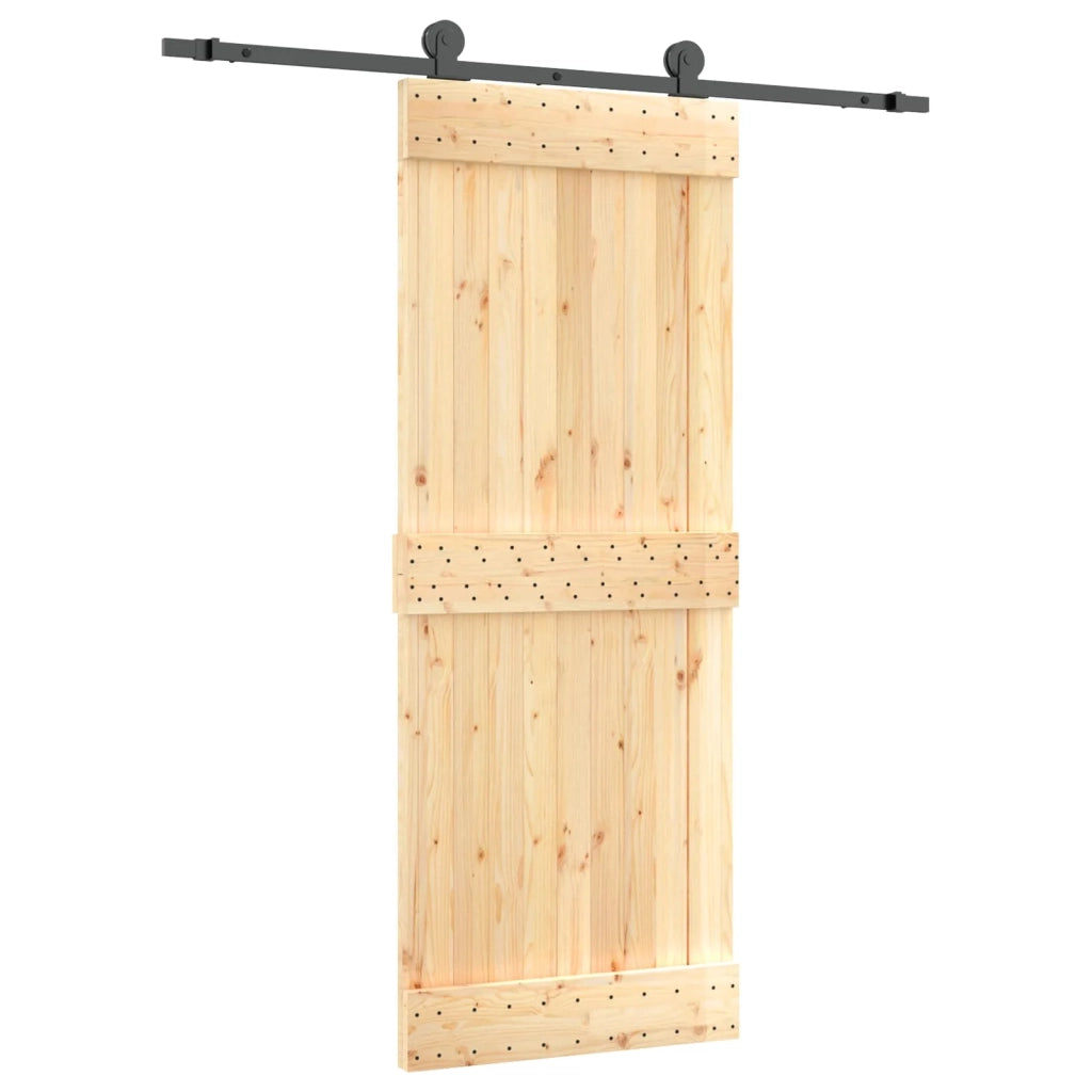 Porta scorrevole Naturale e Nero 80 x 210 cm