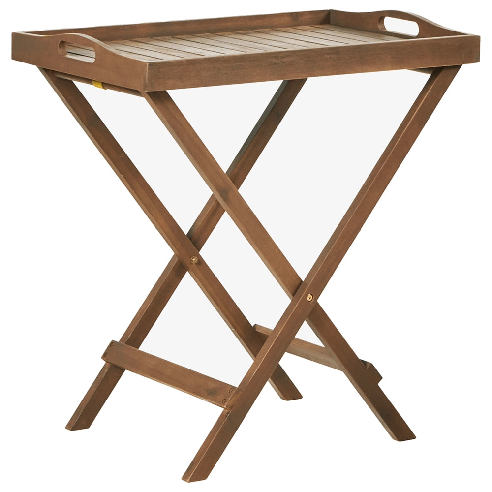 Set da giardino in acacia massiccia naturale con cuscini rosso in stile rustico