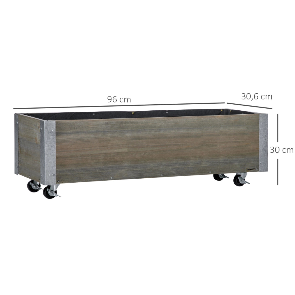 Jardinera Grande con Ruedas ¨C zephmum ¨C Grigio 96x30.6x30 cm