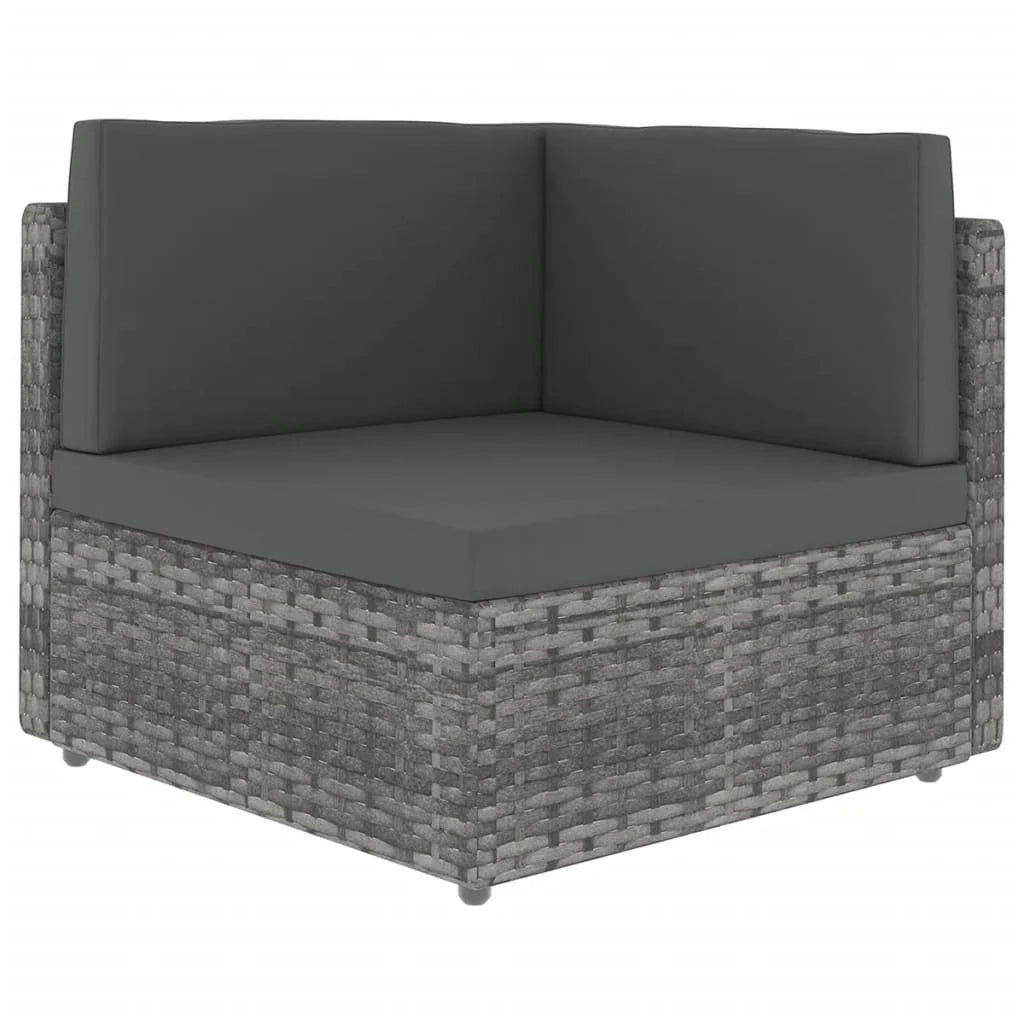 Set di mobili da giardino mobili da esterno 7 pezzi con cuscini resina intrecciata grigia 02_0017223