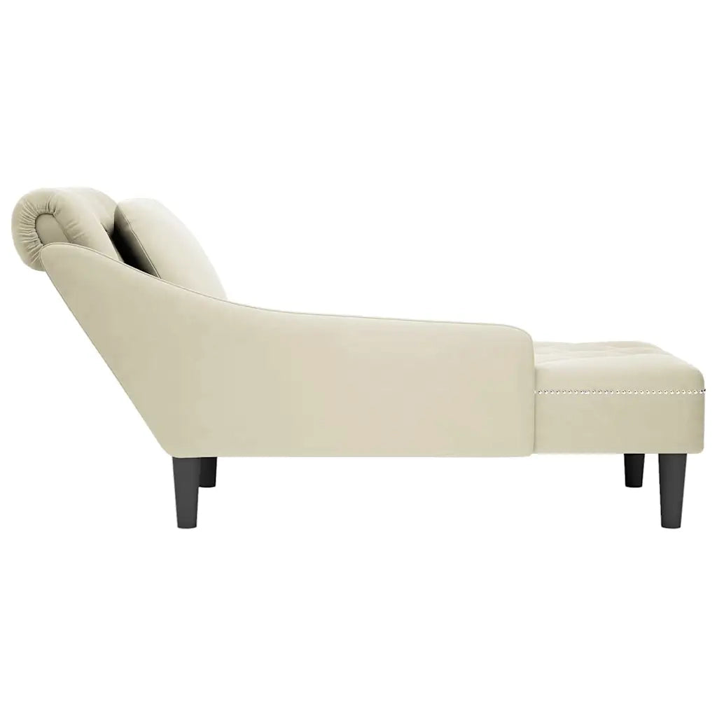 Sdraio con Cuscino e Bracciolo Destro in Velluto Crema CFW5847651