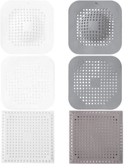 Filtro di scarico per pavimento 6 pezzi - Filtro di scarico per vasca/WC - Materiale TPR/PVC - Dimensioni 14,5 x 14,5 cm/15 x 15 cm - Filtro di scarico