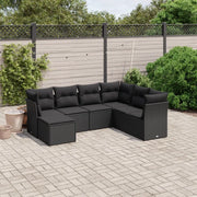 Set Divani da Giardino con Cuscini 7pz Nero Polyrattan