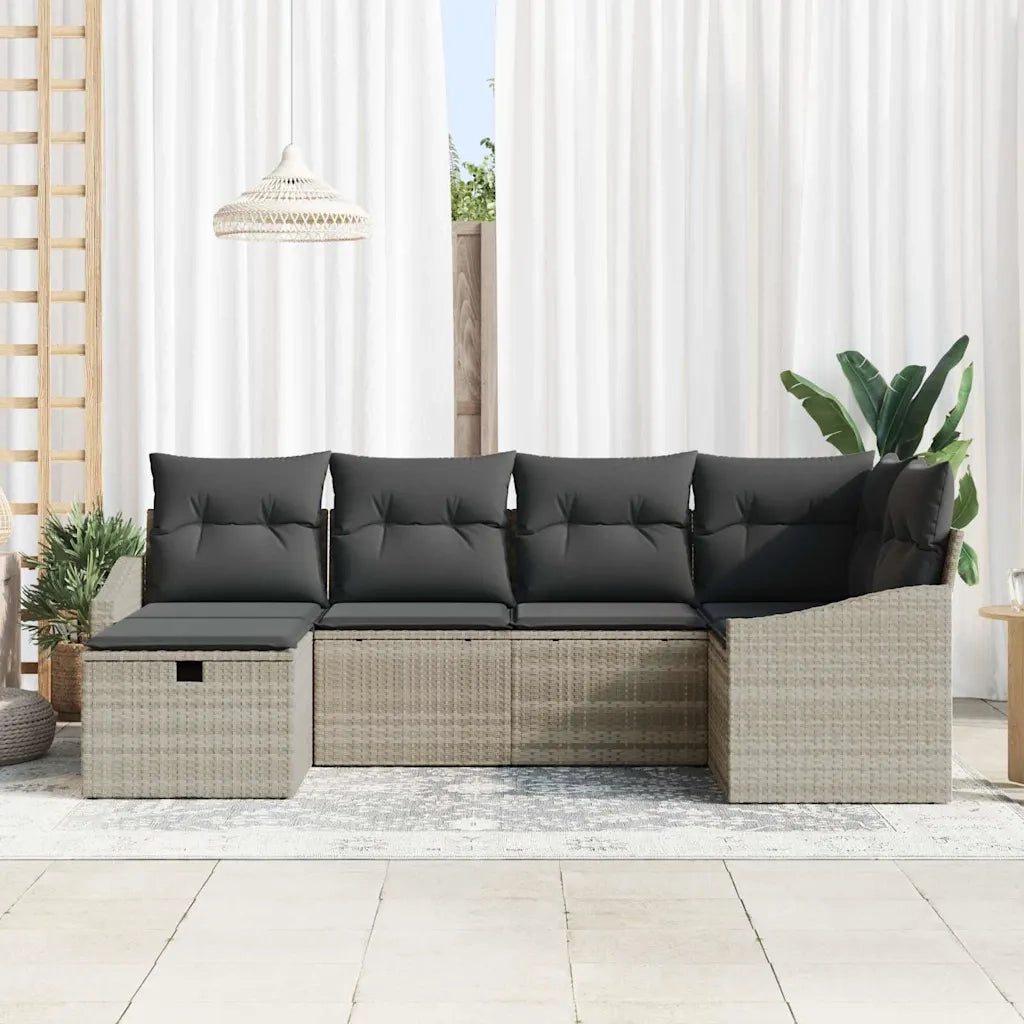 Set di divani 6 pcs Grigio chiaro e grigio polyrattan 3359281