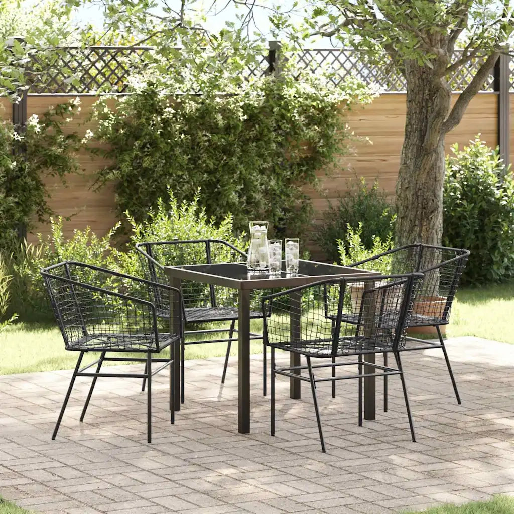 Set da Pranzo per Giardino 5 pcs Nero polyrattan 3380891