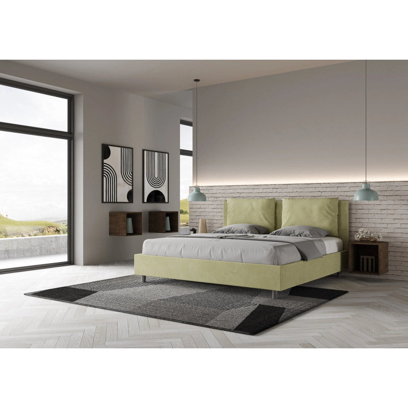 Letto imbottito Matrimoniale 200x200 cm Antea - Contenitore,Microfibra,Tè verde