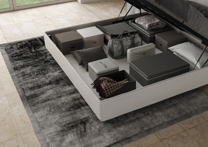 Letto Matrimoniale King Size 200x200 cm con Rete Imbottito in Similpelle Mika Bianco