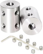 Connettore rigido 2 pezzi - Acciaio inossidabile - 5 mm a 5 mm - L22 x D14 mm - Viti M4 - Passaggio a 90 gradi - Connettore a "T