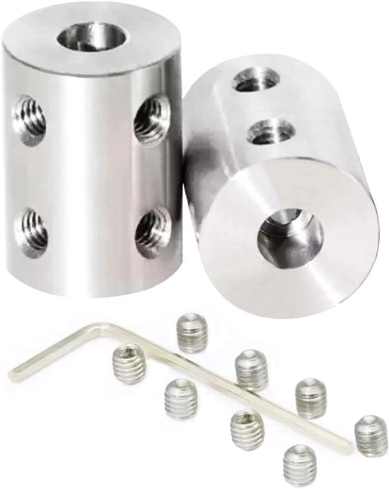 Connettore rigido 2 pezzi - Acciaio inossidabile - 5 mm a 5 mm - L22 x D14 mm - Viti M4 - Passaggio a 90 gradi - Connettore a "T