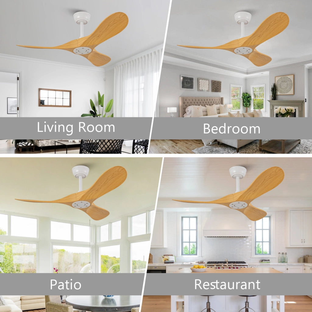 Ventilatore da soffitto 42" con 3 pale ABS, motore DC reversibile e telecomando, senza illuminazione