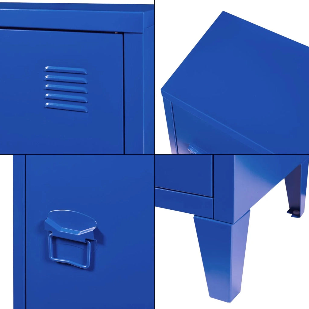 Comodino comodino cassettiera mobile contenitore 57 x 40 x 30 cm acciaio laminato blu 03_0011013