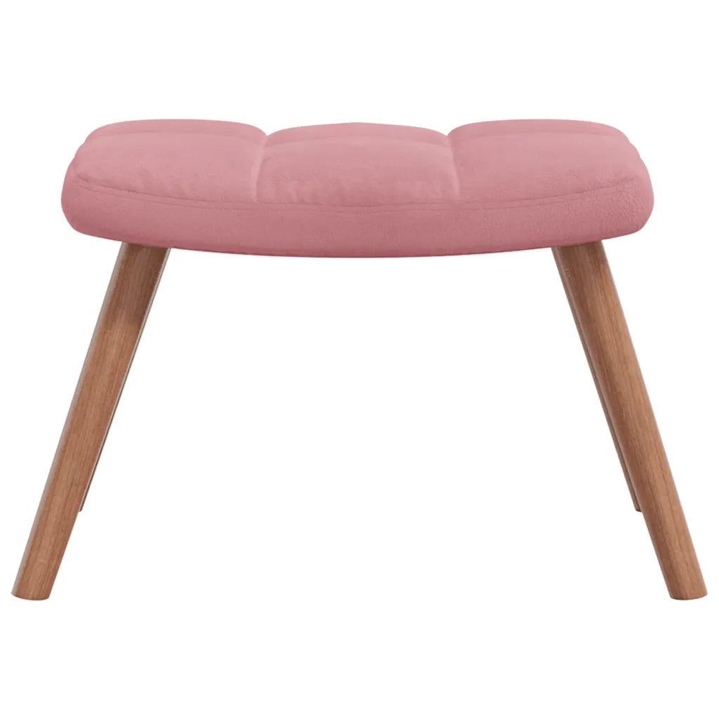 Poltrona a Dondolo con Poggiapiedi Rosa in Velluto 328154