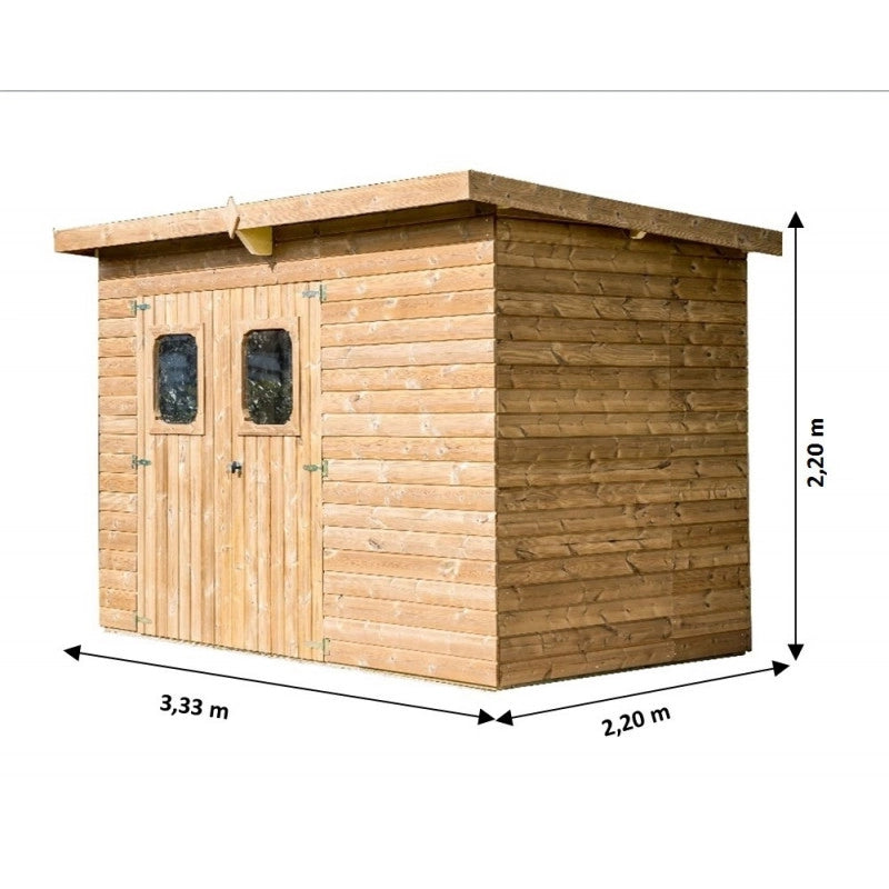 Casetta da giardino in legno termo-trattato 19 mm – 316x180 cm – porta vetrata e tetto bitumato – THE3218.02N Foresta