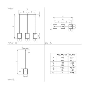 Lampadario Industrial Libertad 3 Luci Metallo Nero E Marrone