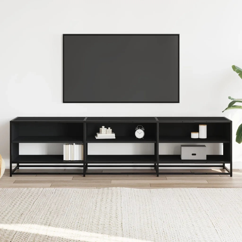 Mobile Porta TV-Mobile per TV-Credenza TV Nero 180x40x46 cm in Legno Multistrato