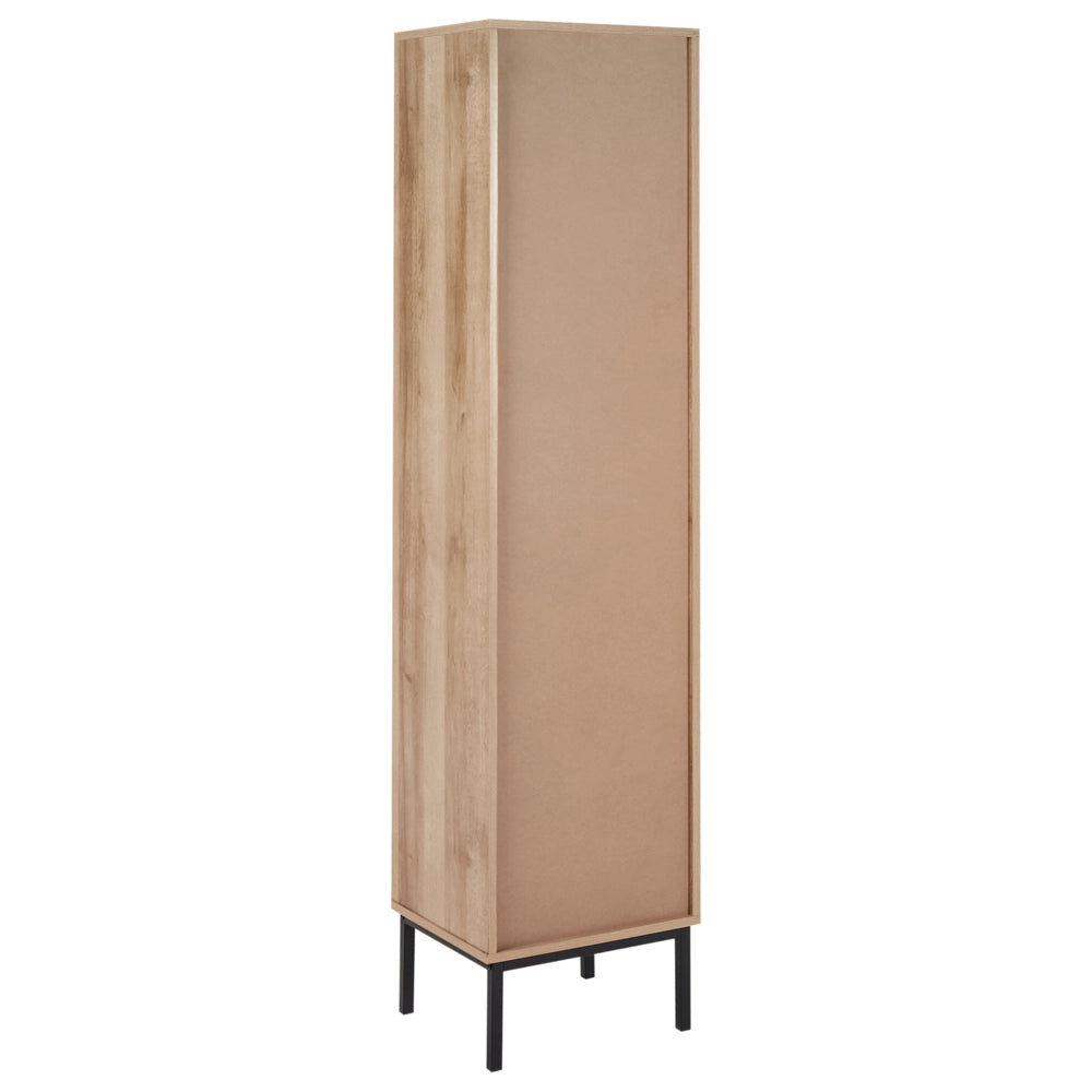 Mobile da bagno in particelle di legno chiaro Rattan intrecciato 40 x 165 cm Boho Design